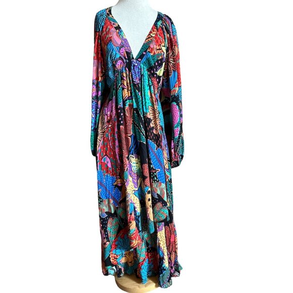 Farm Rio Cool Leopard Maxi Dress in Multicolor Medium Womens Long Gown - Picture 4 of 15